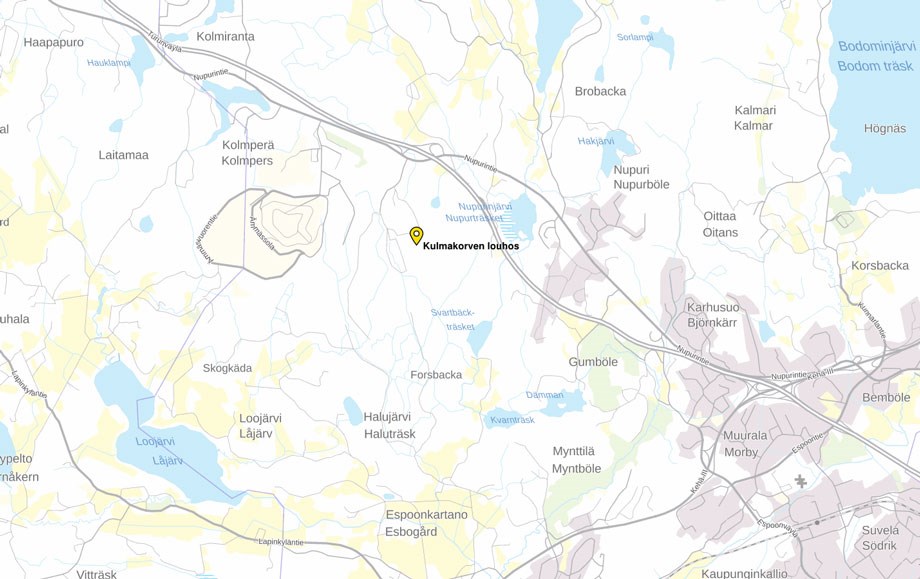 Rudus Kulmakorpi louhosalueen sijainti