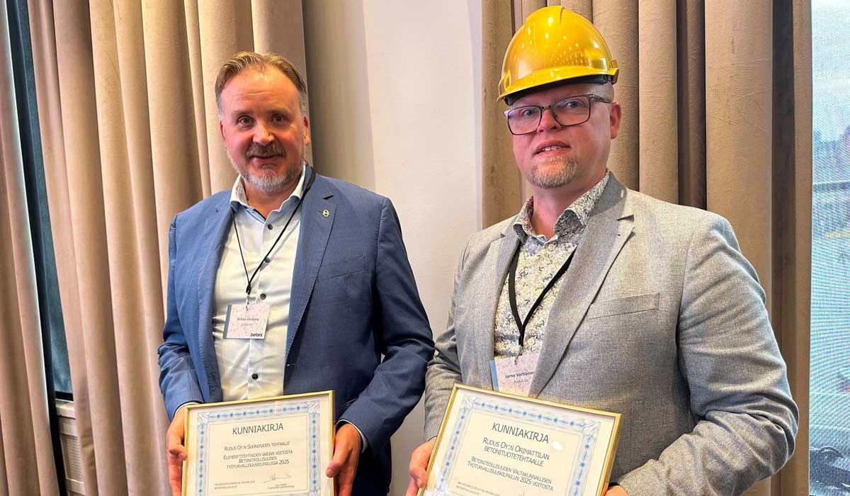 Kultainen kypärä Orimattilaan – Ruduksen betonituotetehdas palkittiin parhaana työturvallisuudessa